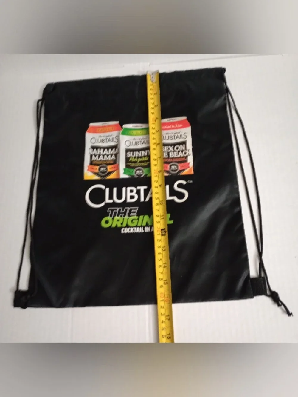 Clubtails Cocktail In A Can Branded Black Drawstring Backpack Bag 16